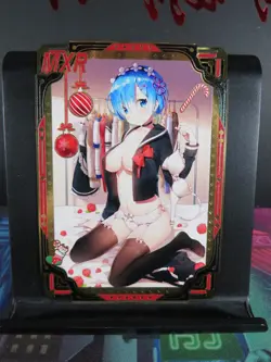 Rem Re:Zero MXR Gold Metal Card NM Anime Goddess Doujin Waifu Serial # 124/200 - Image 1
