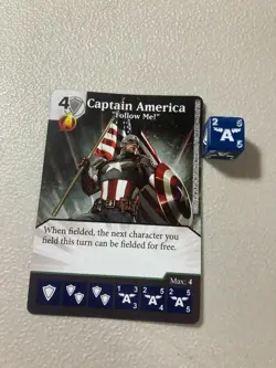 DICE MASTERS UNCANNY X-MEN Card & Die #69 Captain America Follow Me - Image 1