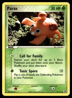 PARAS - 72/112 Common FireRed & LeafGreen Pokemon MP - Image 1