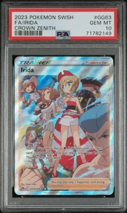 PSA 10 Irida GG63/GG70 Galarian Gallery Crown Zenith Pokemon Card - Image 1