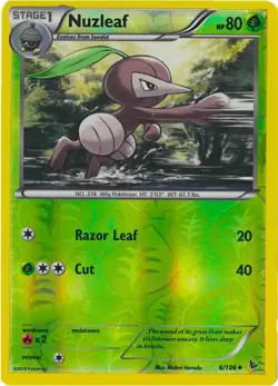 Nuzleaf 6/106 Reverse-Holo XY FlashFire Mint Pokemon Card - Image 1