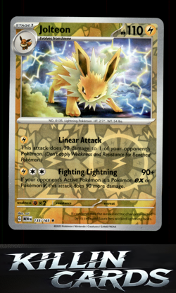 Reverse Holofoil Jolteon 135/165 Pokemon Rare SV: Scarlet & Violet 151 Card NM - Image 1