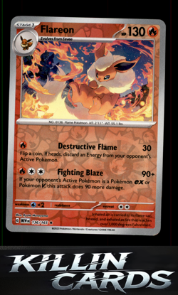 Reverse Holofoil Flareon 136/165 Pokemon Rare SV: Scarlet & Violet 151 Card NM - Image 1