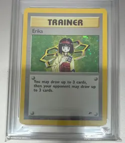 pokemon Erika 16/132 Gym Heroes holo Trainer card WOTC Get graded mint 9 - Image 2