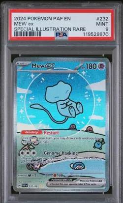 Pokemon Paldean Fates Mew Ex Special Illustration Rare 232/091 Bubble Mew PSA 9 - Image 1