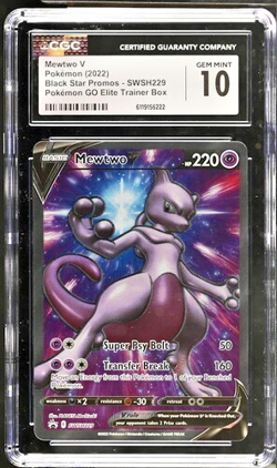 MEWTWO V SWSH229 CGC 10 GEM MINT POKEMON GO ELITE TRAINER BOX 229 PROMO 2022 - Image 1