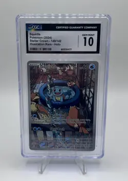 CGC 10 GEM MINT Squirtle 148/142 Stellar Crown Illustration Rare Holo Pokemon - Image 1