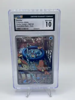 CGC 10 GEM MINT Squirtle 148/142 Stellar Crown Illustration Rare Holo Pokemon - Image 2
