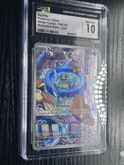 CGC 10 GEM MINT Squirtle 148/142 Stellar Crown Illustration Rare Holo Pokemon - Image 5