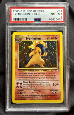 PSA 8 Typhlosion #17 Holo Neo Genesis Pokemon SWIRL - Image 1