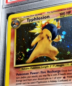 PSA 8 Typhlosion #17 Holo Neo Genesis Pokemon SWIRL - Image 3