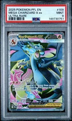 2025 Pokemon Phantasmal Flames Mega Charizard X ex Ultra Rare PSA 9 #109/094 - Image 1