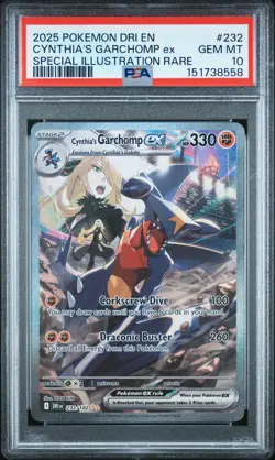 2025 POKEMON DRI EN-DESTINED RIVALS #232 CYNTHIA'S GARCHOMP EX PSA 10 - Image 1