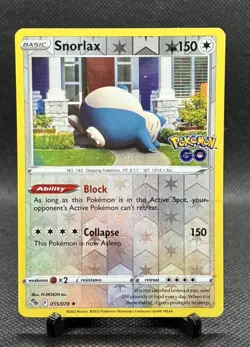 Snorlax 055/078 Reverse Holo Pokemon Go Pokemon Card - NM - Image 1