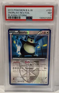 2013 Pokemon B&W Snorlax Reverse Holo Foil #101 Plasma Storm PSA 7 - Image 1