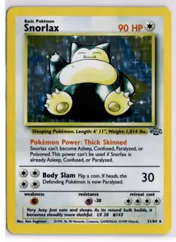 Snorlax (11) Holo Rare Jungle JU Colorless Holo 11/64 1999 LP - Image 1