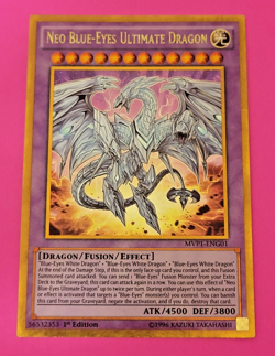 Yu-Gi-Oh Neo Blue-Eyes Ultimate Dragon 1st Ed Gold Rare MVP1-ENG01 Played - Image 1