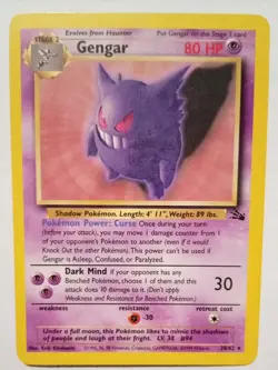 POKEMON CARD VINTAGE GENGAR CARD 20/62 GOOD CONDITION - Image 1