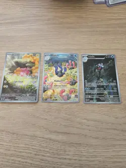 Pokemon TCG Paldean Fates Illustration Rare Bundle Pawmi, Palafin, Wugtrio - Image 1