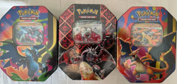 Pokemon TCG Charizard Tin Bundle (Mega Charizard X & Y + Paldean Fates) Sealed - Image 1
