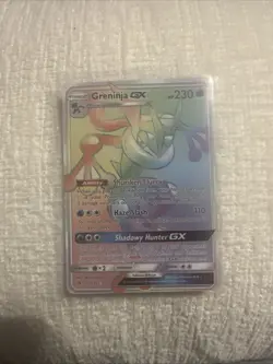 Pokemon TCG Greninja GX Holo Foil Card Stage 2 mint condition protective sleeve - Image 1