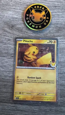 Pikachu 051 /162 Stamped 2026 Pokemon Day 30 Promo TCG With Coin, Sleeved - Image 1