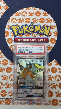 Pokemon Turtonator GX SV52/SV94 Hidden Fates Shiny Holo PSA 10 2019 English - Image 1