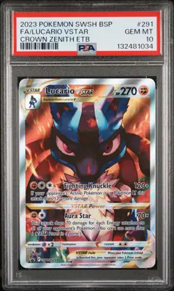 2023 POKEMON SWSH BLACK STAR PROMO #291 FULL ART/LUCARIO VSTAR PSA 10 - Image 1
