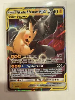 Pokemon TCG Pikachu & Zekrom GX Team Up Holo Card 33/181 NM - Image 1