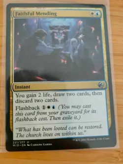 MTG Faithful Mending 221 Innistrad: Midnight Hunt M/NM Free UK P&P - Image 1