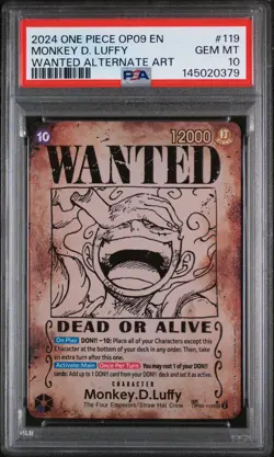 2024 One Piece OP09 Emperors In The New World Wanted Monkey D Luffy PSA 10 - Image 1
