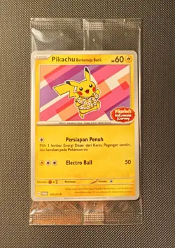 Pokemon Card - Pikachu Berkemeja Batik 190/SV-P Indonesia Journey Promo - SEALED - Image 1