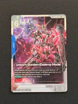 Gundam Card Game Unicorn Gundam Destroy Mode SP GD01-002 LR+ Bandai - Image 1