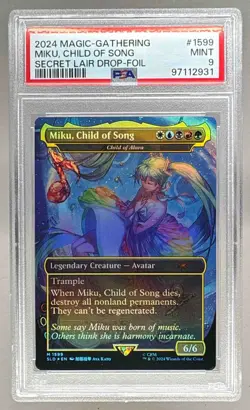 2931 Miku, Child of Song 2024 Magic: The Gathering Secret Lair #1599 Foil PSA 9 - Image 1