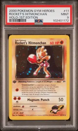 2000 POKEMON GYM HEROES HOLO-1ST EDITION #11 ROCKET'S HITMONCHAN PSA 9 - Image 1