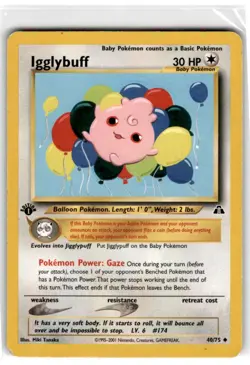 2001 Neo - Discovery Igglybuff 1st Edition DMG Uncommon #40 - Image 1