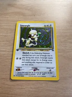 Pokemon TCG Neo Discovery 1st Edition Extremely Rare Swirl Holo: Smeargle 11/75 - Image 1