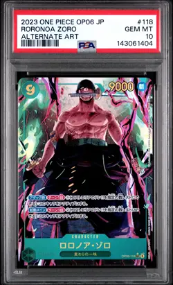 2023 ONE PIECE JAPANESE OP06-WINGS OF THE CAPTAIN #118 RORONOA ZORO PSA 10 - Image 1