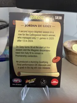 2026 AFL Select Footy Stars Rewind Limited Edition Jordan De Goey Collingwood - Image 2