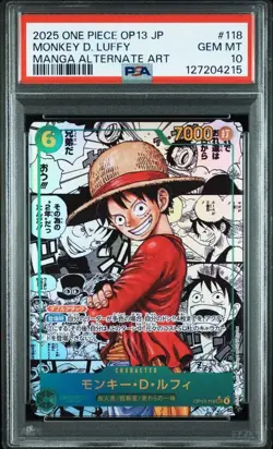 One Piece Card Game Luffy Comipara Manga Alternate OP13-118 PSA 10 Rare - Image 1