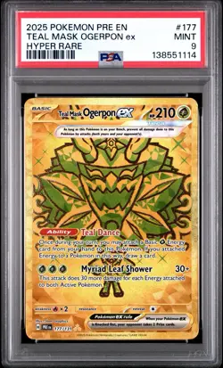 Pokemon Prismatic Evolutions Ogerpon Ex 177/131 Hyper Rare - PSA 9 - Image 1