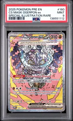 Pokemon Prismatic Evolutions Ogerpon Ex #160 Special Illustration Rare - PSA 9 - Image 1