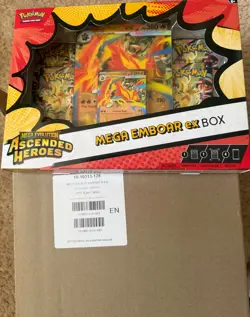 Pokemon TCG Mega Evolution Ascended Heroes Mega Emboar EX Box - NEW , box ripped - Image 3