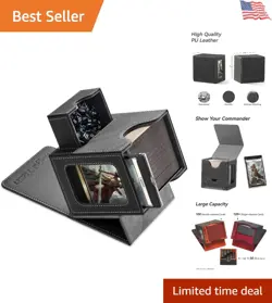 Card Deck Box Faux Leather 100 Double-Sleeved Cards Display for Commander - Image 1