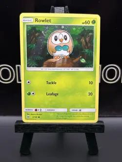 Rowlet 9/149 Common Sun & Moon Base Pokemon Card Cosmos Holo HD SWIRL 2016 - Image 2