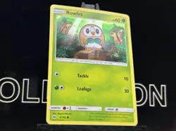 Rowlet 9/149 Common Sun & Moon Base Pokemon Card Cosmos Holo HD SWIRL 2016 - Image 4