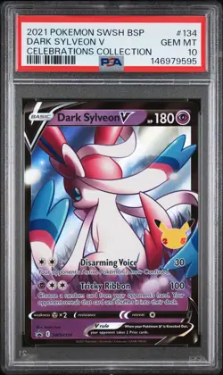 2021 POKEMON SWSH BLACK STAR PROMO CELEBRATIONS COLLECTION DARK SYLVEON V PSA 10 - Image 1