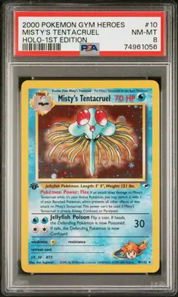 PSA 8 Misty's Tentacruel Holo 10/132 1st Edition Gym Heroes 2000 Pokemon Card - Image 1