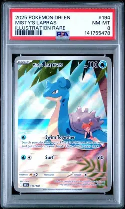 Pokemon TCG Misty's Lapras Destined Rivals Illustration Rare 194/182 PSA 8 - Image 2