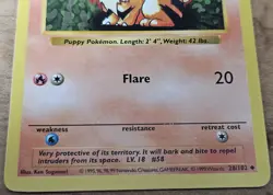 Pokemon Growlithe Uncommon Shadowless Base Set 28/102 Card - Image 3
